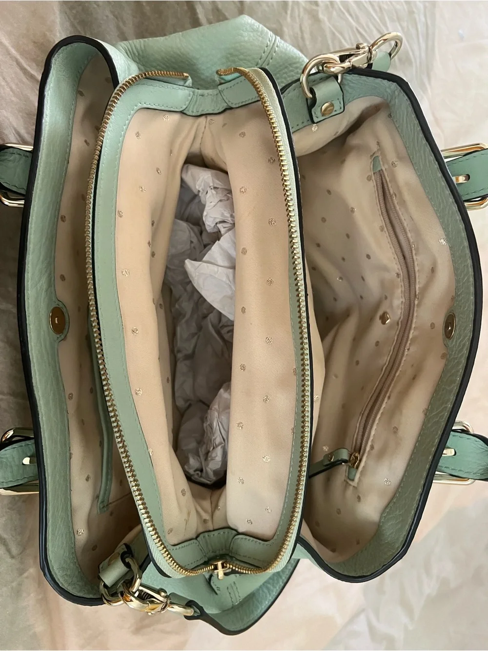kate spade Mint Green Perforated Leather Satchel with Gold Hardware